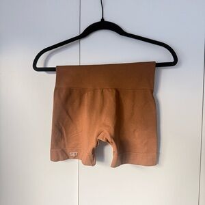 SET Active Brown Ribbed Biker Shorts Size S